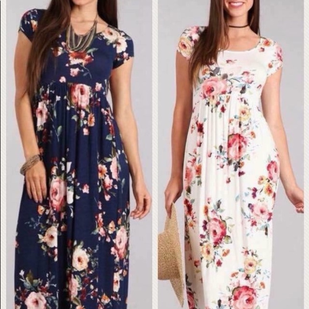 Navy floral maxi dress